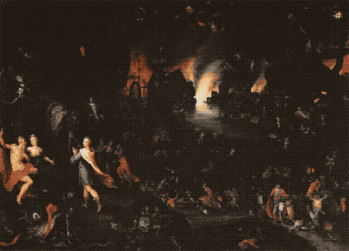 painting of Orpheus playing his lyre through the underworld