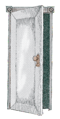 illustration of a partly opened door