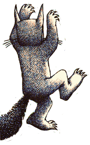 illustration of a child in a monster costume marching around