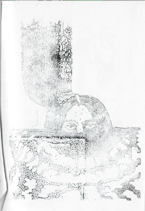 ghost print of girl peeking out of water