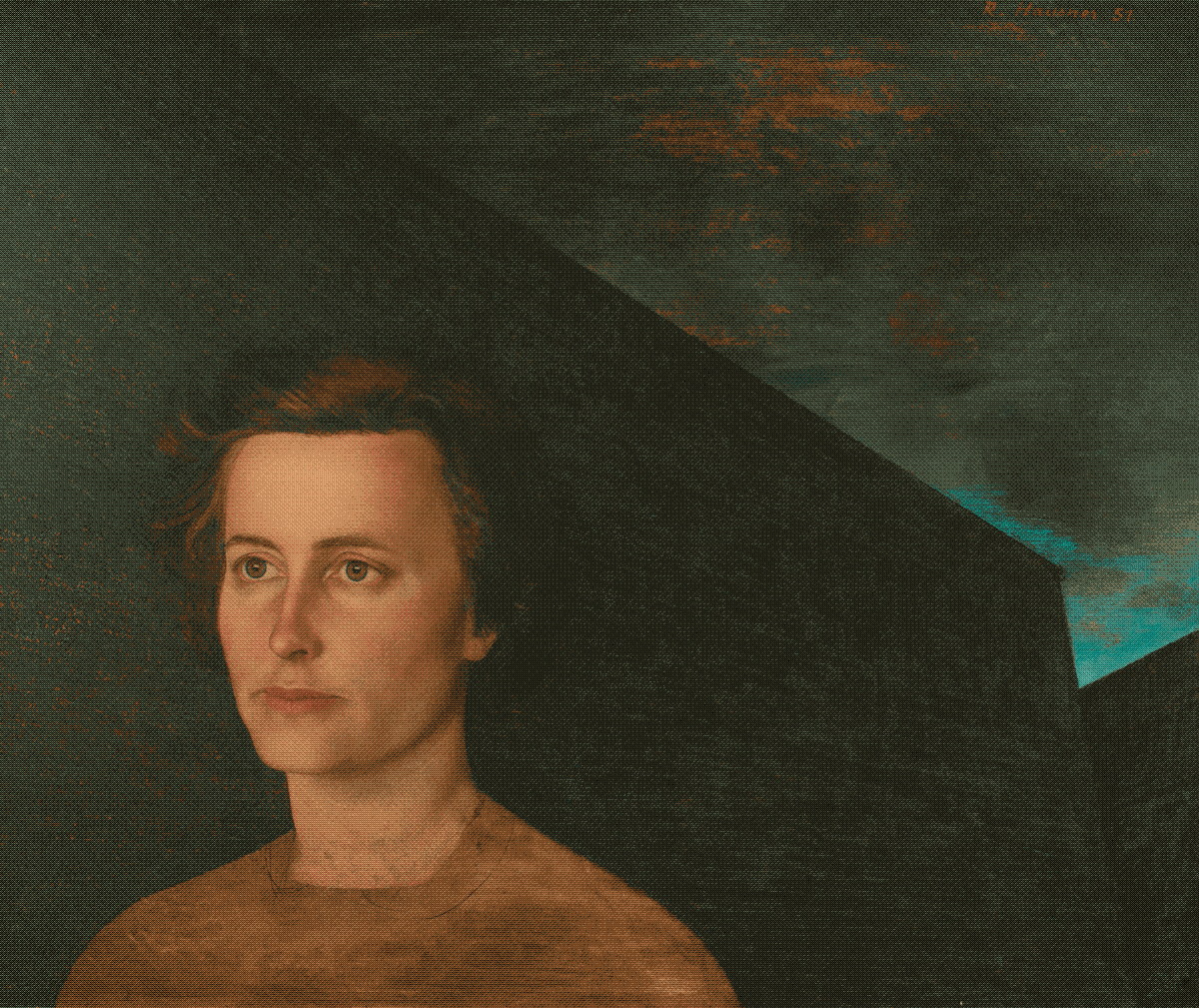 painting of woman against walls