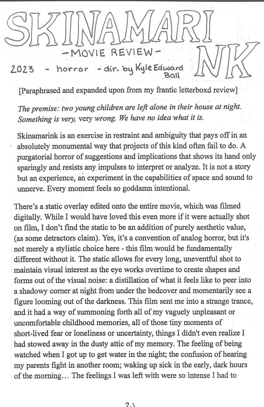 review of the film Skinamarink
